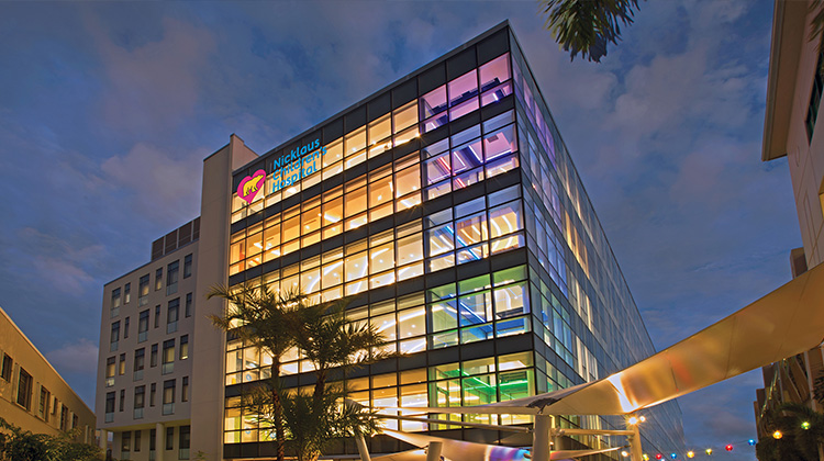 advanced pediatric care pavilion at dusk